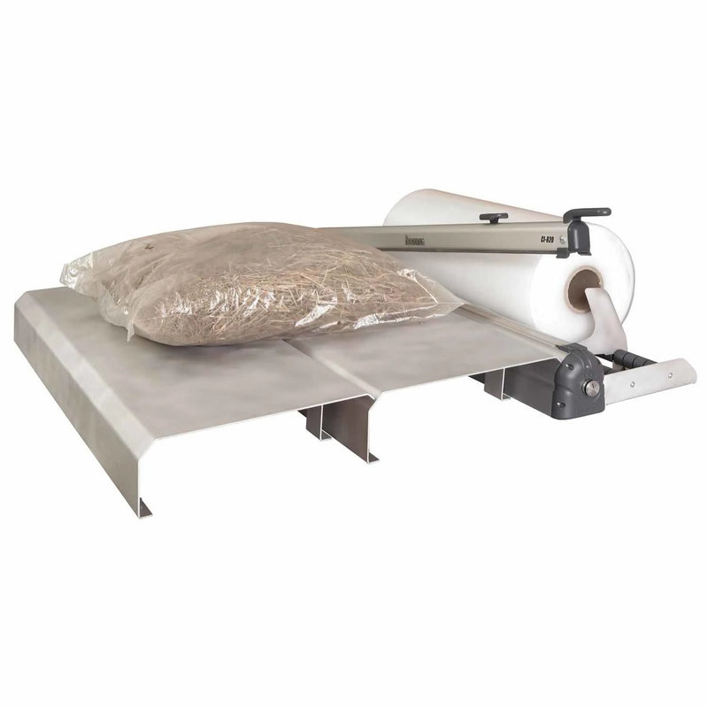 Image of a CI-type inox food grade Hacona Heat Sealer with a double sized working table and bag holder