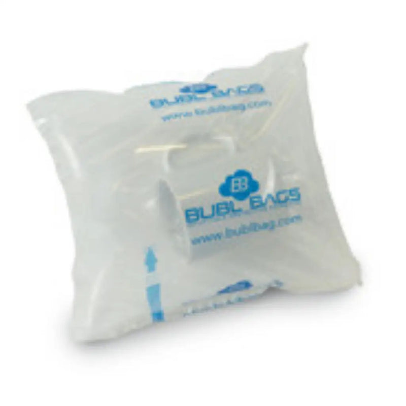Bubl air cushioning bag 300mm x 300mm protecting a cup on a white background