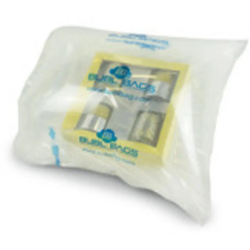 Bubl air cushioning bag 400mm x 400mm protecting glass jars on a white background
