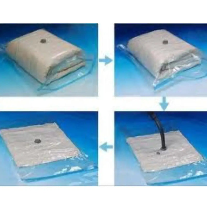 photographic instructions on how to use vacuum storage bags