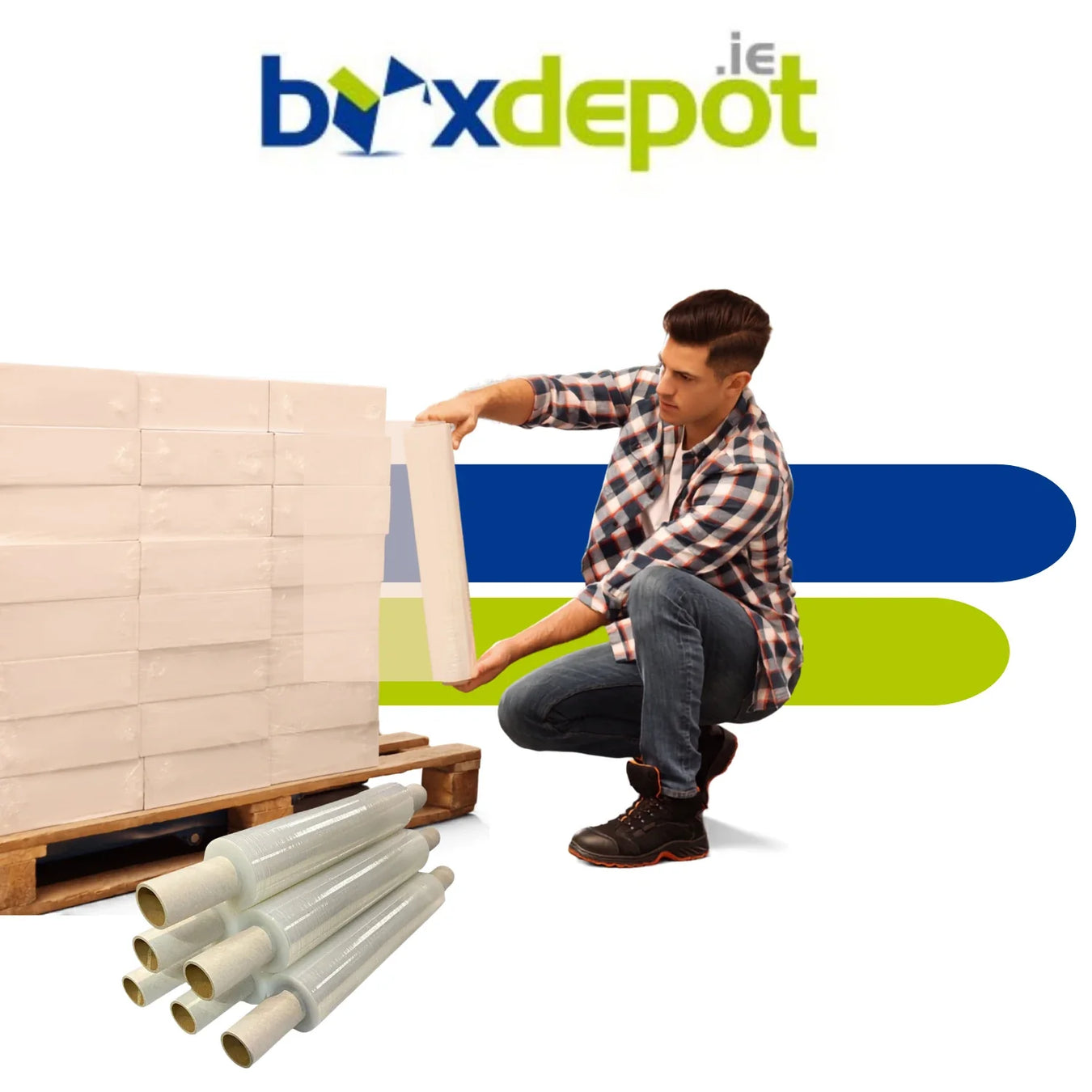 clear and black pallet wrap available at Box Depot