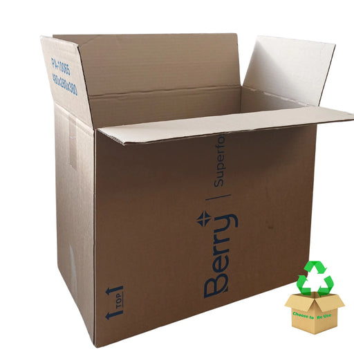 medium single walled cardboard box on a white background