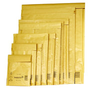 Set of brown Sealed Air Mail Lite brown padded envelopes on a white background showing the variety of size available