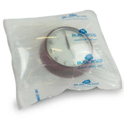 a clock inside an inflated Bubl air cushioning bag on a white background