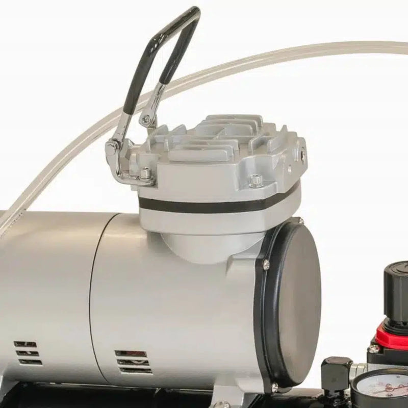 closeup of the carrying handle of an air compressor used to inflate Bubl air cushioning packaging