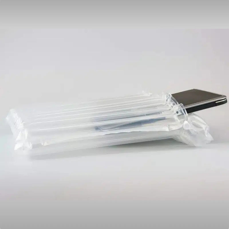 a laptop tablet in a protective Bubl air cushioning pod on a plain background