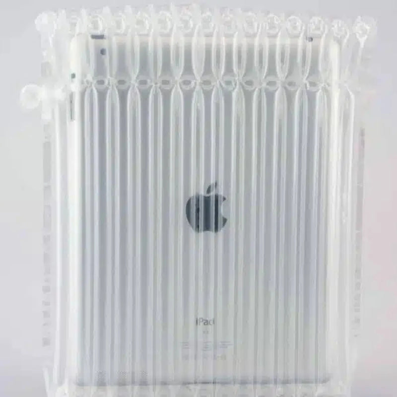 an Apple iPad protected by a Bubl Packaging air cushioning pod on a plain background