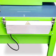 Back panel of a CushionPack Cardboard Shredder that can easily be adjusted to provide flat matting or shredded cardboard