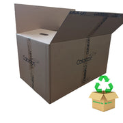 a large brown cardboard box on a white background