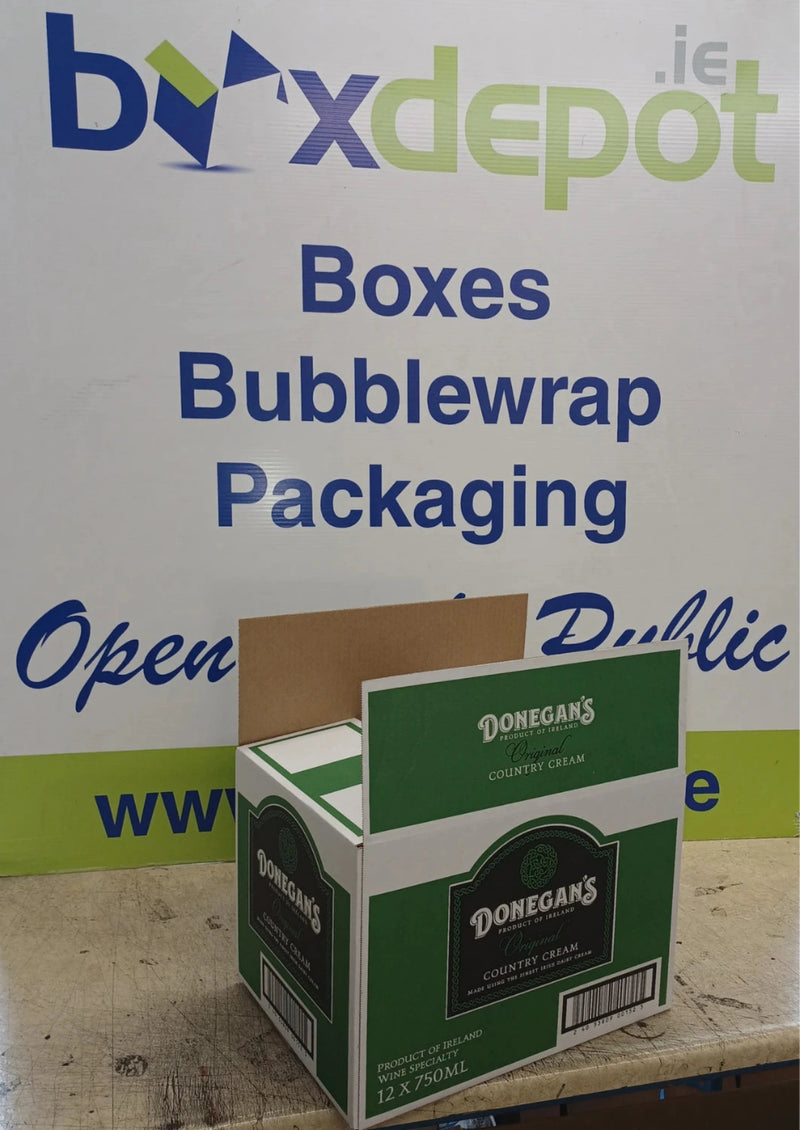 Small Single Walled cardboard box in front of Box Depot advertising