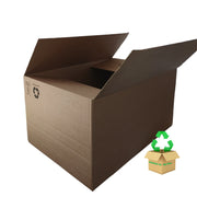 Medium single walled cardboard box isolated on a white background