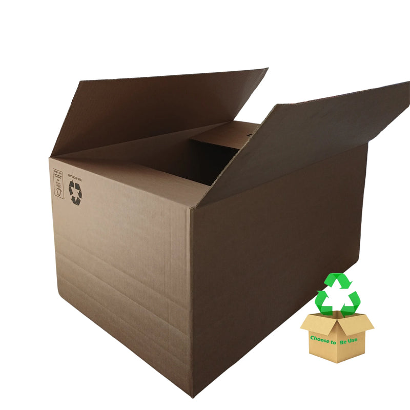 Medium single walled cardboard box isolated on a white background