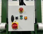 closeup of the control panel of a GE200 cardboard baler