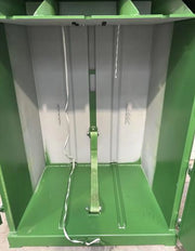 closeup of the GE200 cardboard baler area where flattened cardboard is baled