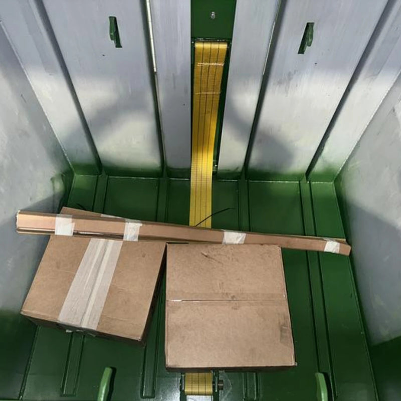 the inner baling compartment of a GE500 Cardboard Baler