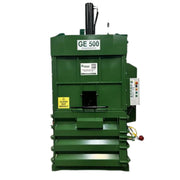 front view of a GE500 cardboard baler on a white background