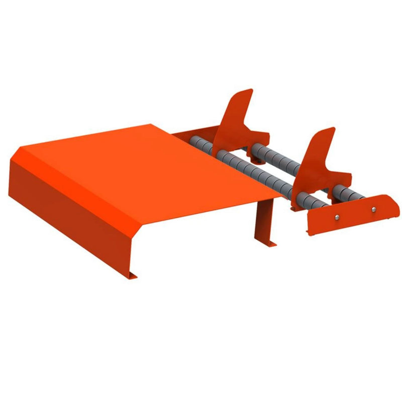 An orange Hacona C-Type Work Table and Film Holder designed for use with a Hacona Heat Sealer for packaging applications. 