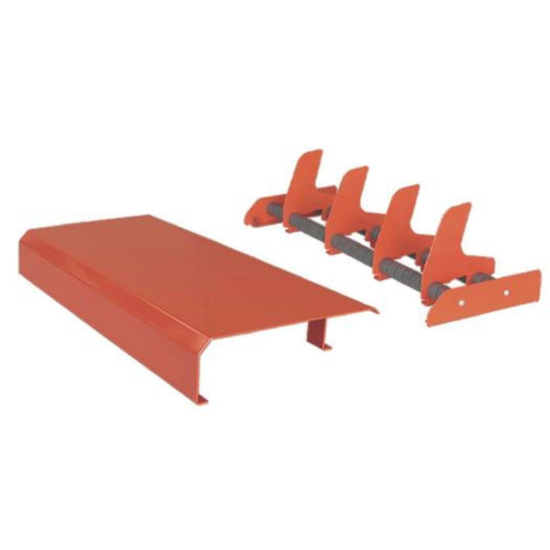 An orange working table and roll holder for a general purpose Hacona Heat Sealer on a white background