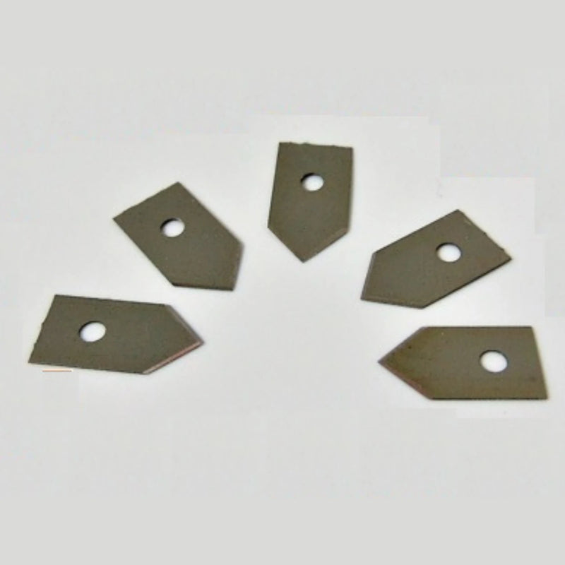 Five replacement blades for a Hacona Heat Sealer on a plain background