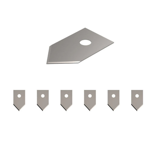 Large image of one replacement blade for a Hacona Heat Sealer along with six smaller images of blades on a white background