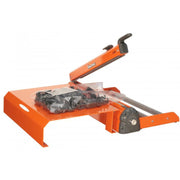 Hacona Heat Sealer with an empty modular bag roll holder and a sealed bag of plastic parts on a table on a white background