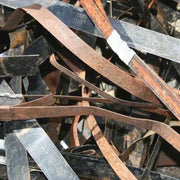 Close up image of metal banding and metal pallet strapping