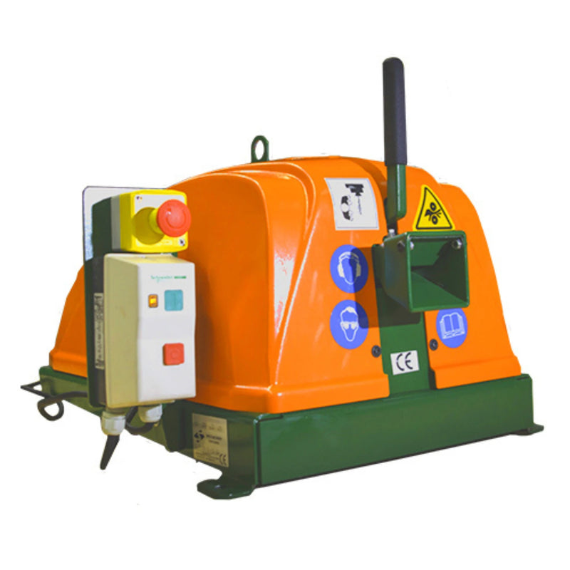 A Sweed CE300 strapping chopper machine on a white background