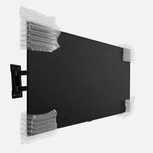wall mounted television with 4 inflated protective sleeves on a white background