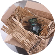 closeup of shredded cardboard matting made using a CushionPack Cardboard Shredder