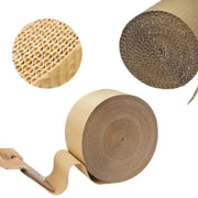 corrugated cardboard rolls and closeup of corrugation on a white background