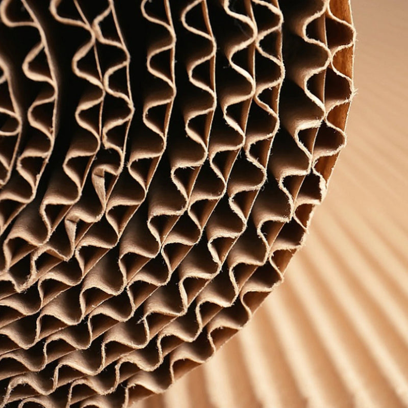 Close-up of a corrugated cardboard roll