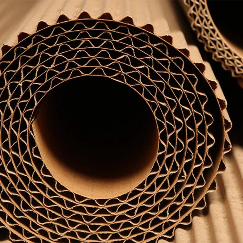 closeup detail of a roll of corrugated cardboard