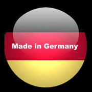 Icon with German flag colours of black, red and yellow with the words "Made in Germany" in white text across the red section of the flag
