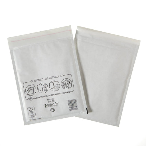 two empty mail lite padded envelopes on a white background