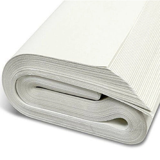 a folded ream of white packing paper on a white background
