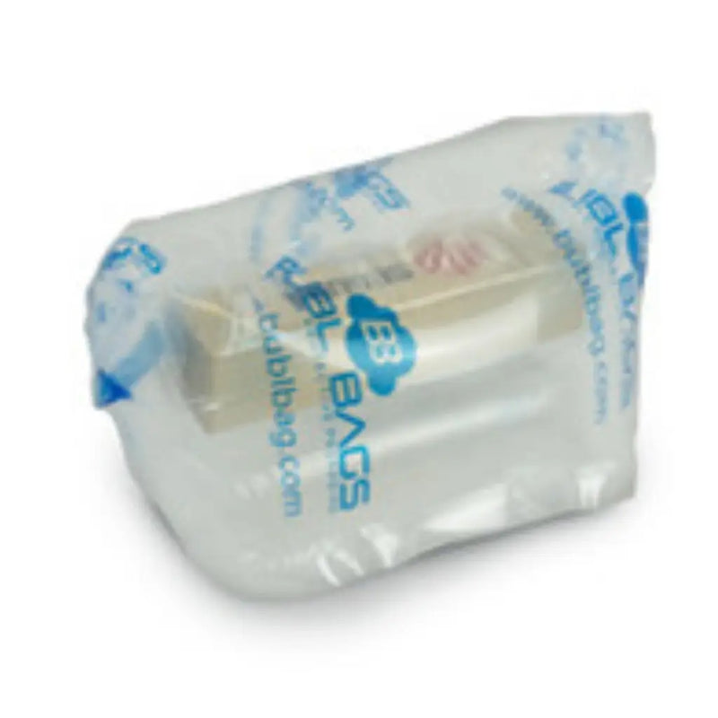 Bubl air cushioning bag 100mm x 200mmprotecting a small bottle on a white background 