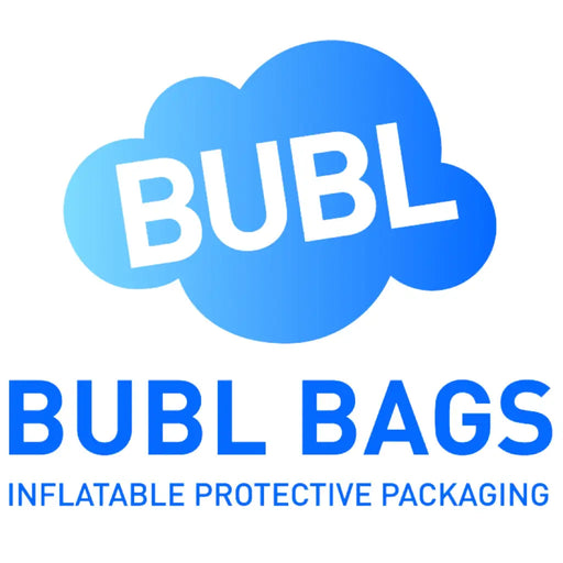 Blue Bubl Bags logo on a white background