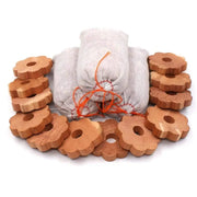 natural cedar wood moth rings on a white background