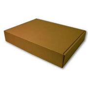 a closed brown cardboard postal box on a white background