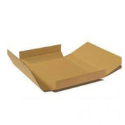 A wraparound brown cardboard postal box on a white background